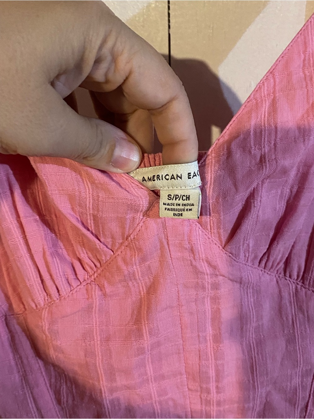 American Eagle Pink Plaid V-Neck Sleeveless Romper Size Small S - Picture 4 of 4